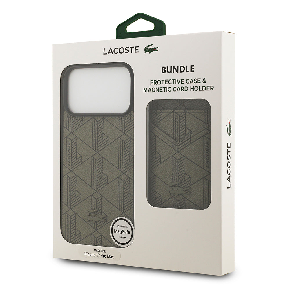 Lacoste iPhone 17 Pro Max Orjinal Lisanslı M-safe Şarj Özellikli PU Deri Tasarımlı Kartlıklı Karışık Monogram Desenli Kılıf Lacoste iPhone 17 Pro Max Orjinal Lisanslı M-safe Şarj Özellikli PU Deri Tasarımlı Kartlıklı Karışık Monogram Desenli Kılıf